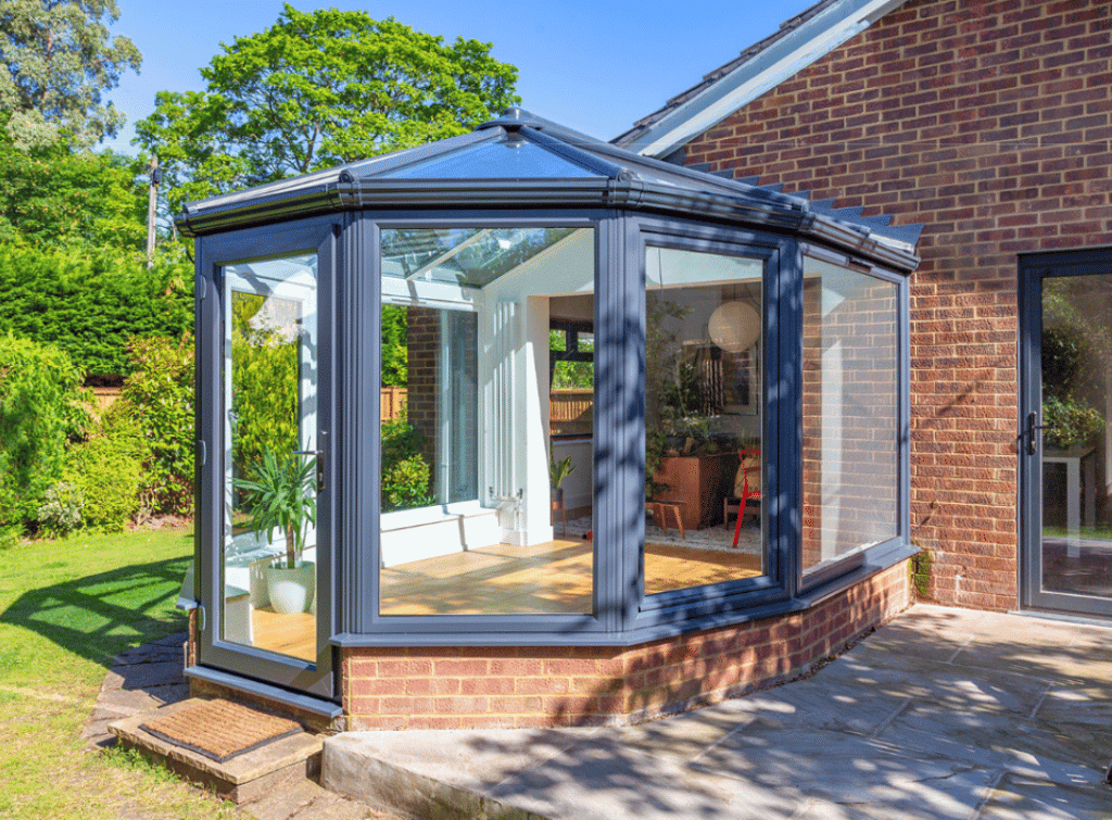 New stylish anthracite grey conservatory and aluminium windows