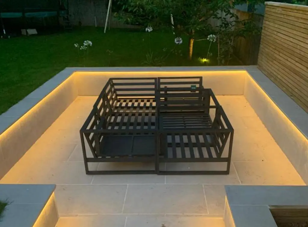 Bespoke garden LED strip downlighters installed by [Newco Electrical](https://www