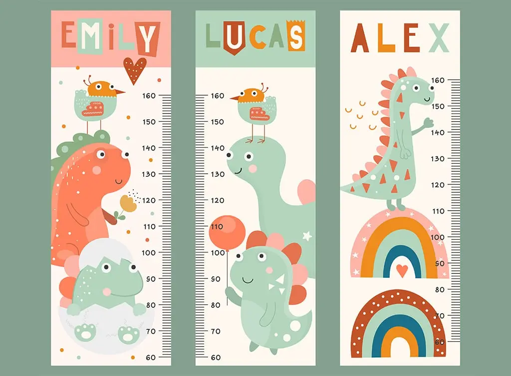 Dinosaur bedroom height chart