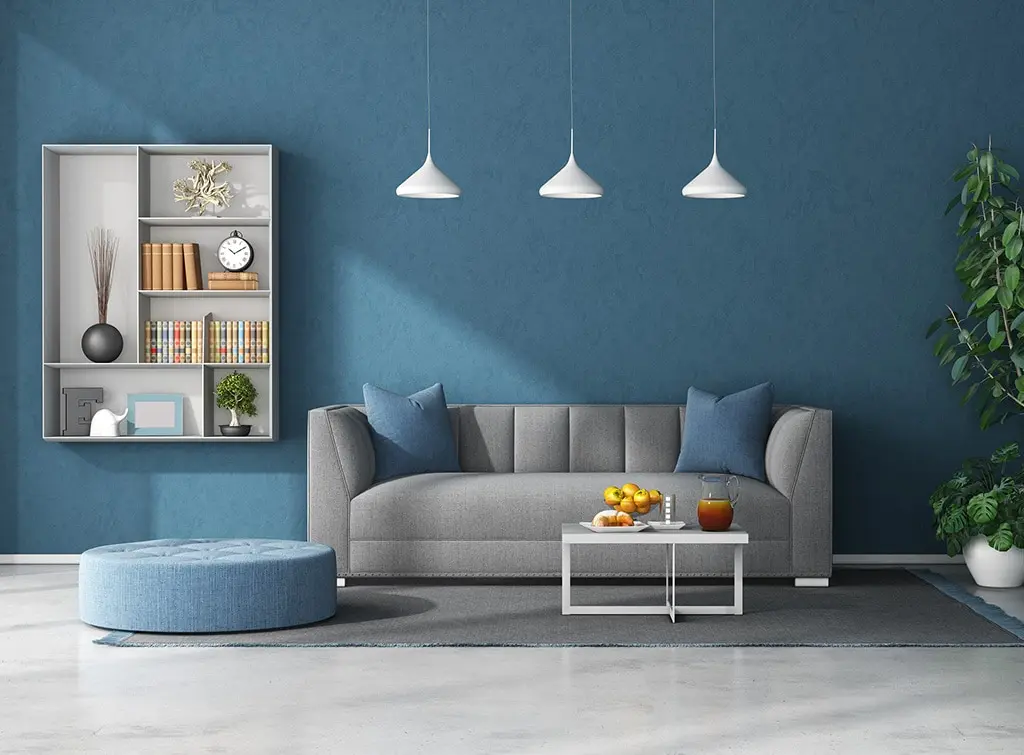 blue living room design