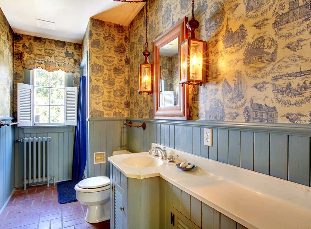 vintage bathroom wallpaper