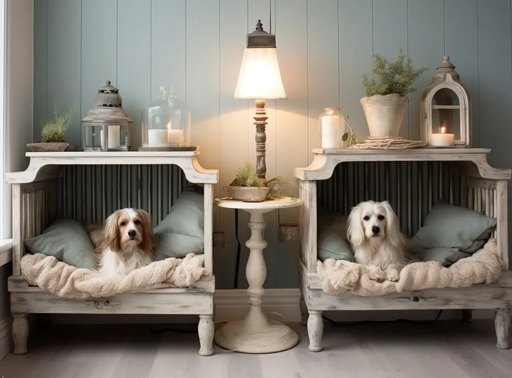 AI concept image of pet beds made from repurposed furniture