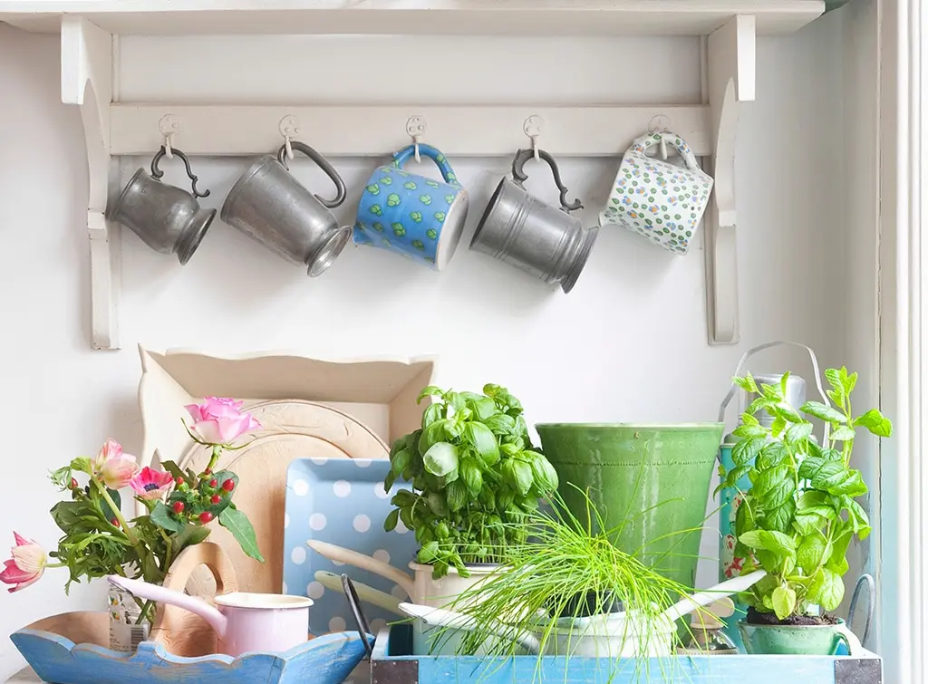 Hooks kitchen wall storage ideas