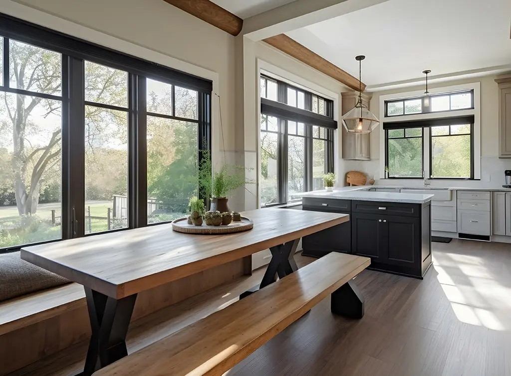 Built-in breakfast nook long kitchen