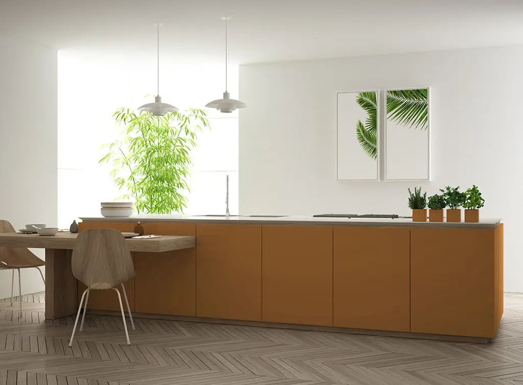 orange kitchen island