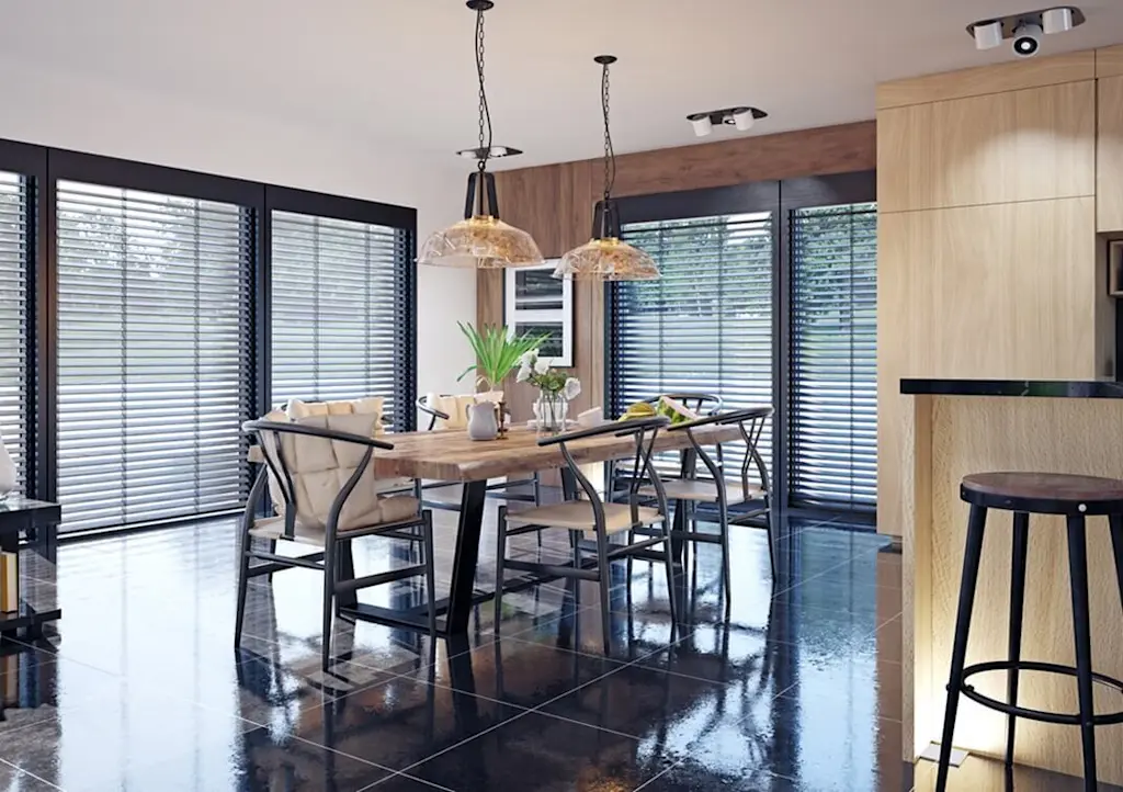 Integrated Blinds Fitted in Dining Room