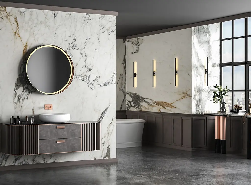 marble and black bathroom design