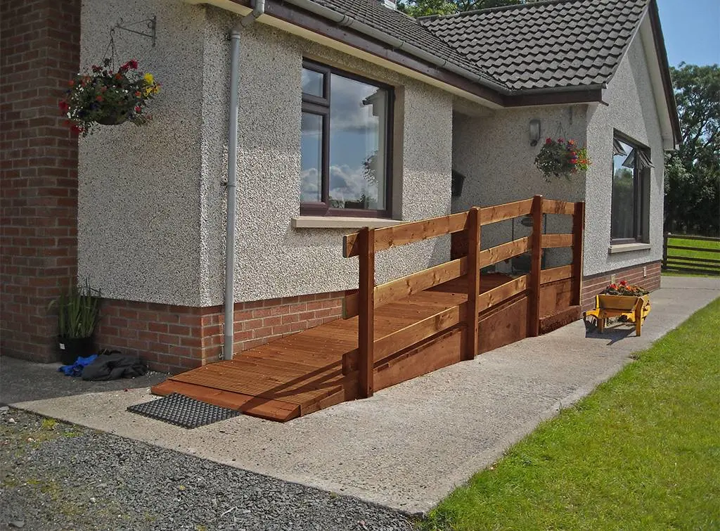 wooden wheelchair ramp installation