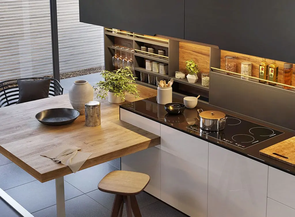 Sqaure breakfast bar idea