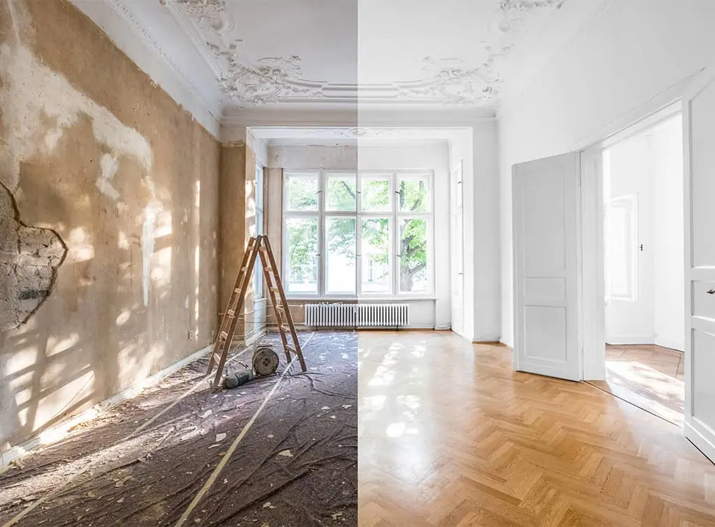 Before and after shots when renovating a house