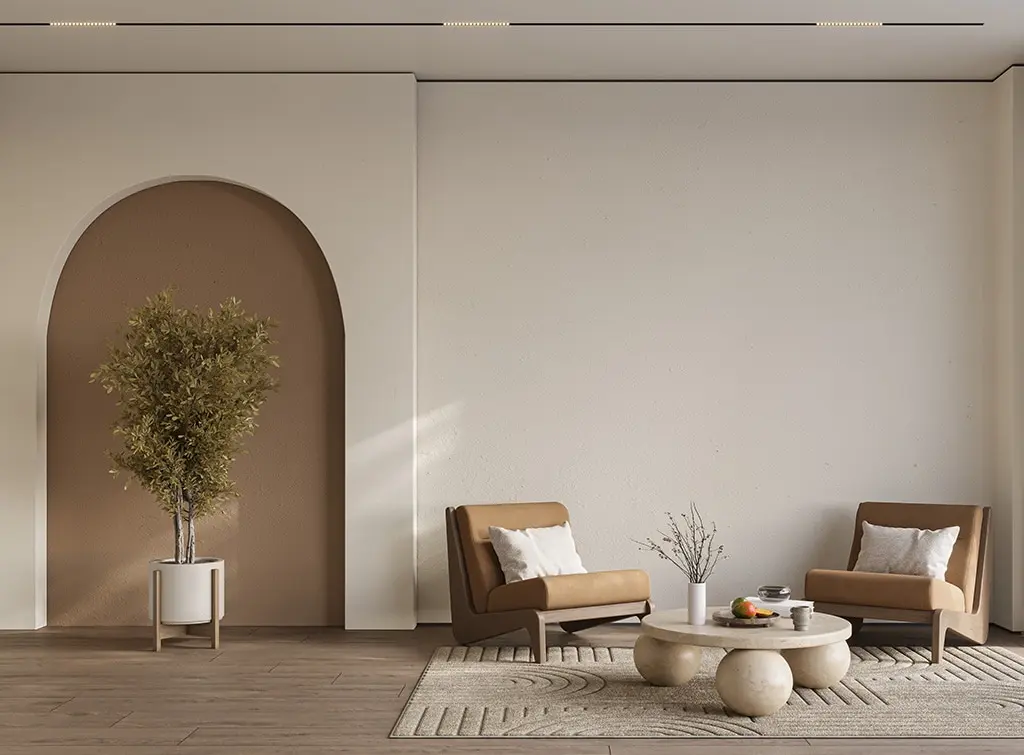 brown and taupe living room