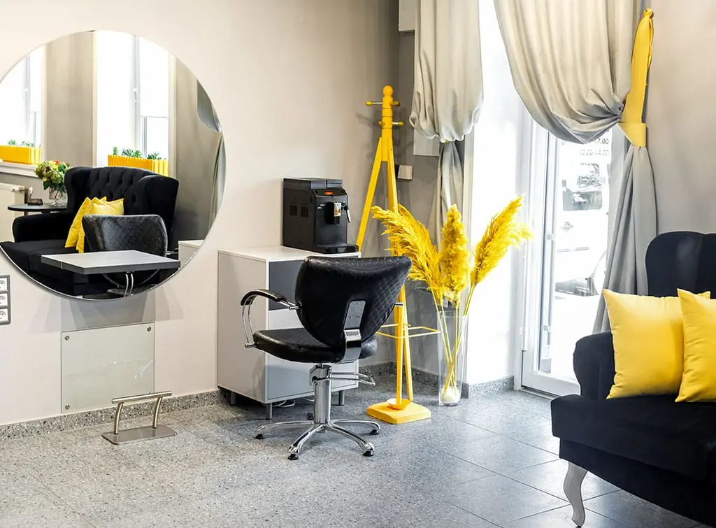 accent colour in a small salon