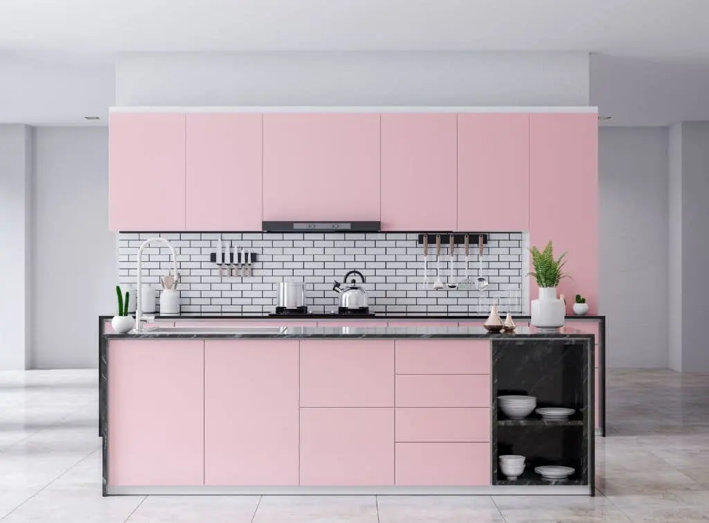 Pink AI generated kitchen concept