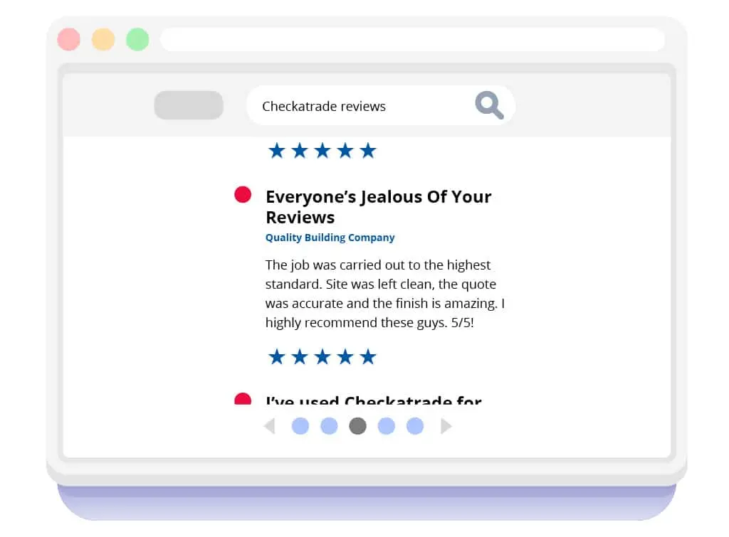 Indexed tradesperson review on search engine