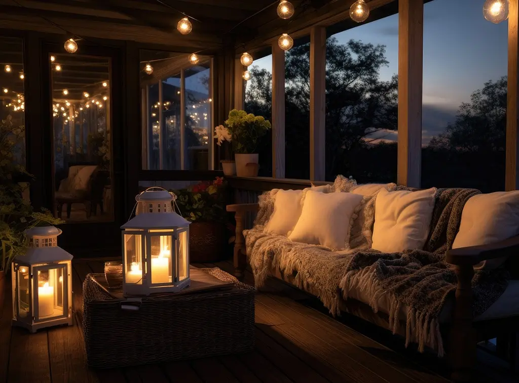 Group garden lanterns in a gazebo