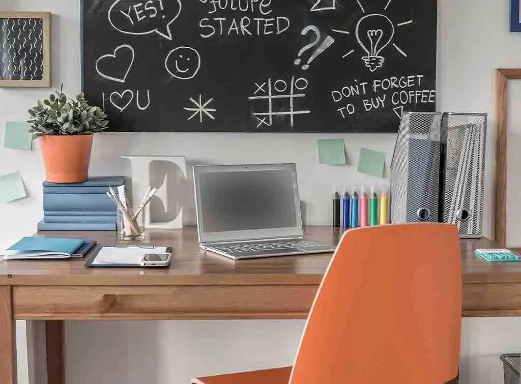 Home schooling with chalkboard