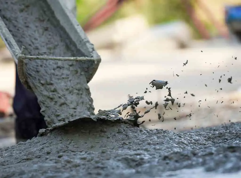Concrete pouring down chute