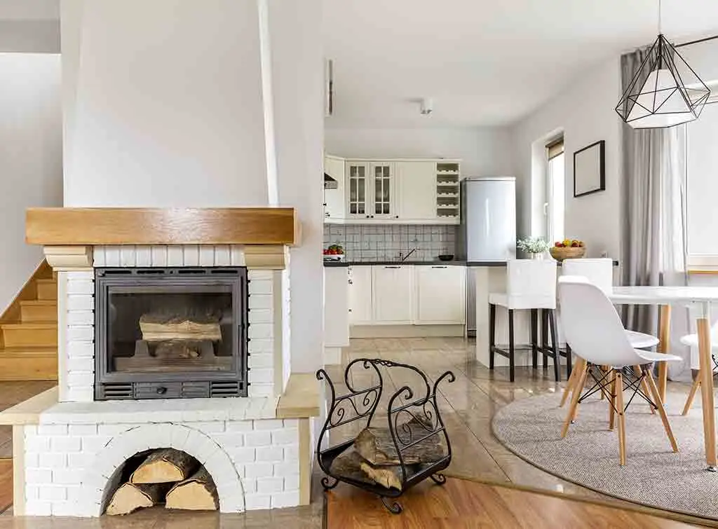 Open plan kitchen living dining in a period property