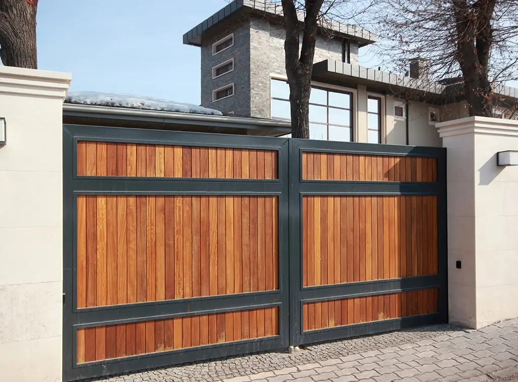 wooden driveway gate