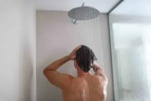 man having a shower
