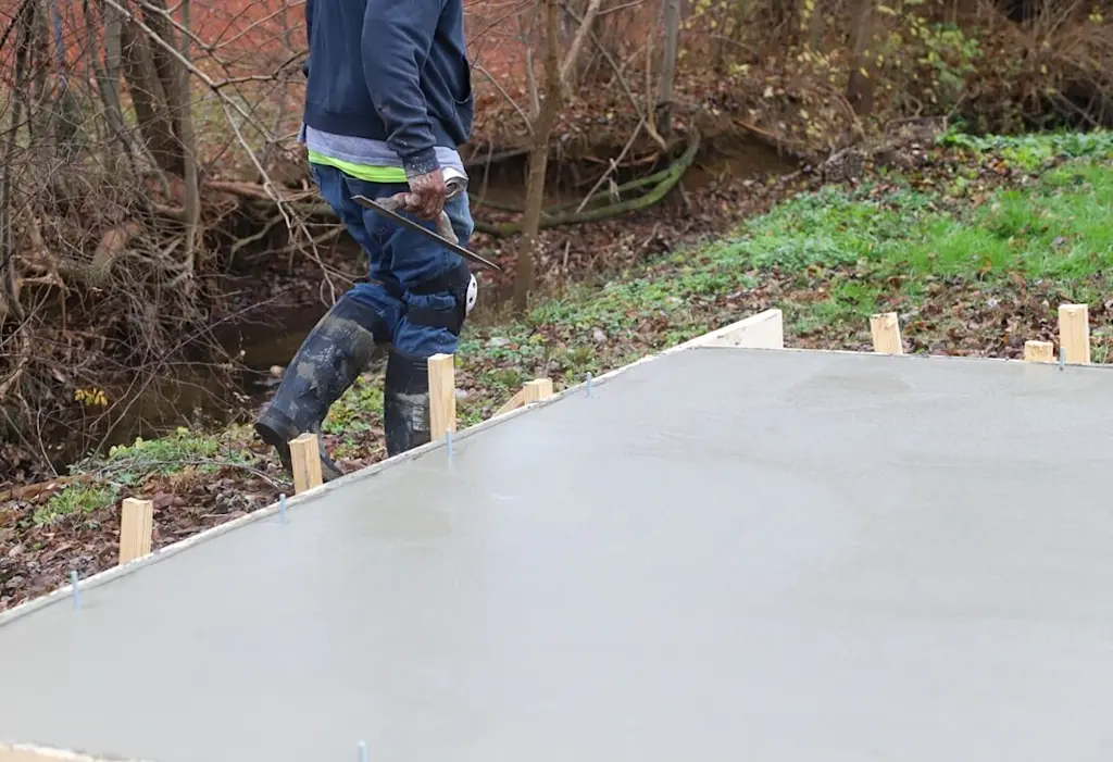 New concrete base for shed