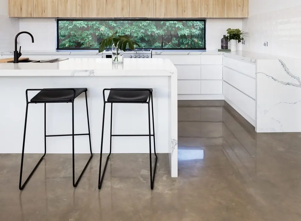 Polished floor in kitchenette