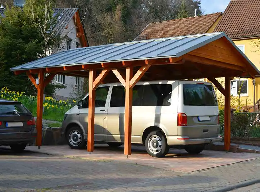 Van underneath carport roof