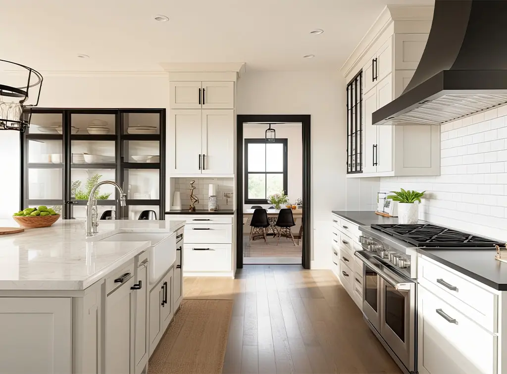 black and cream kitchen