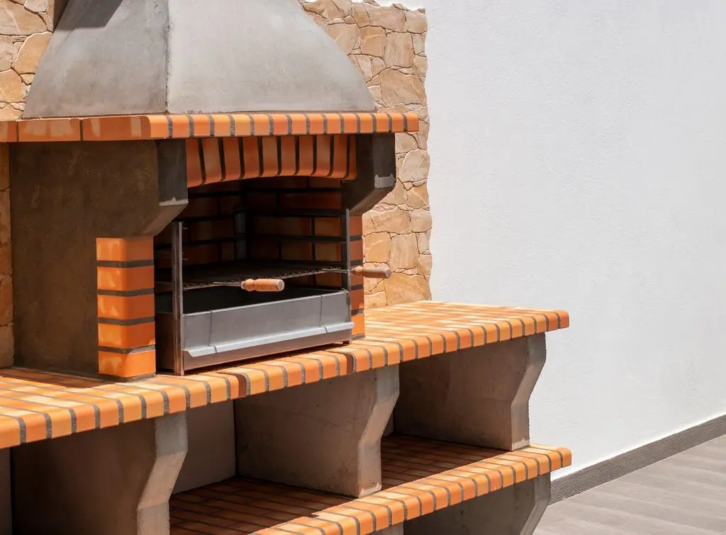 Built-in brick BBQ grill terrace
