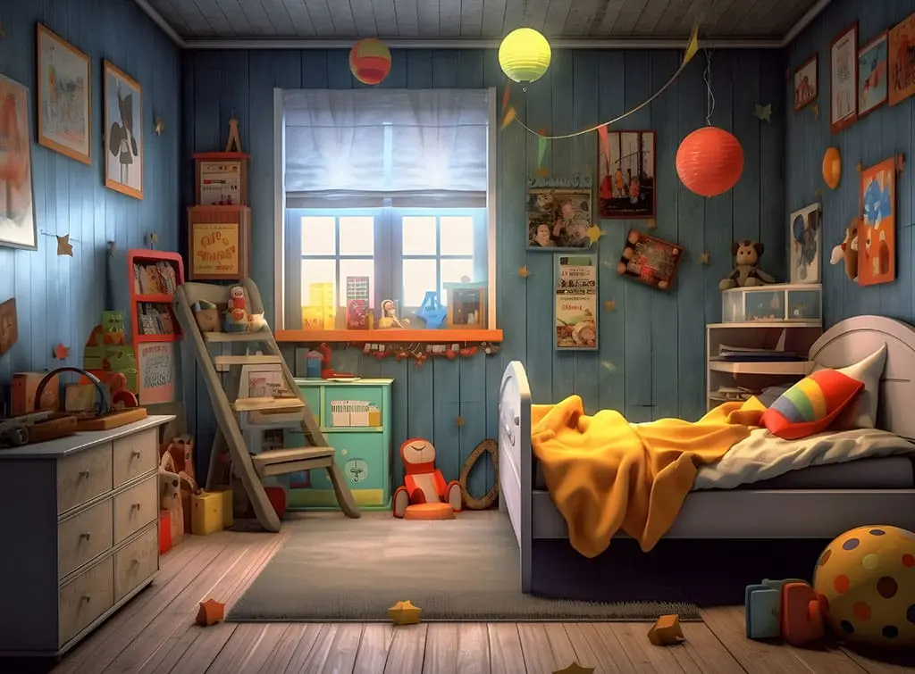 Bluey-themed bedroom AI-generated concept image