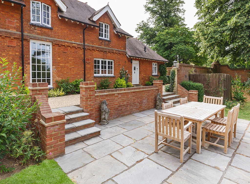 Flagstone patio in a garden 