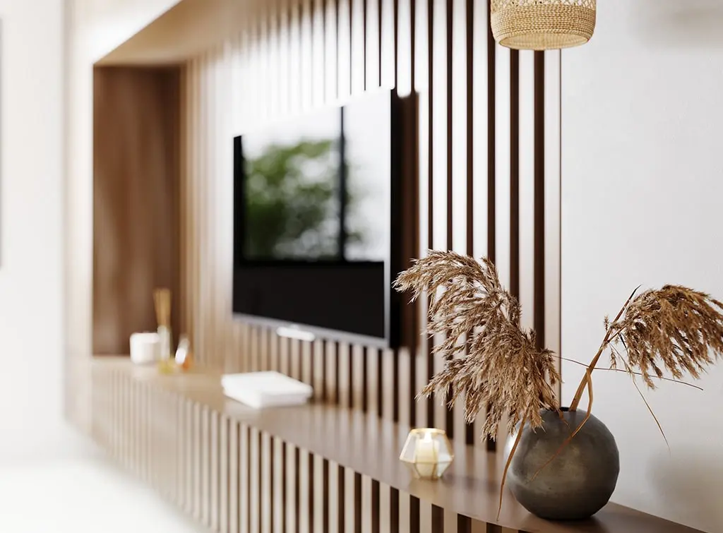 fluted wooden panels