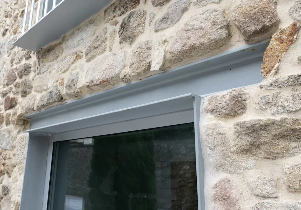 Steel window lintel on stone wall resized