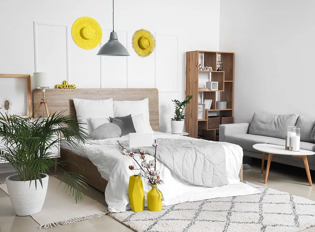 AI generated grey bedroom concept