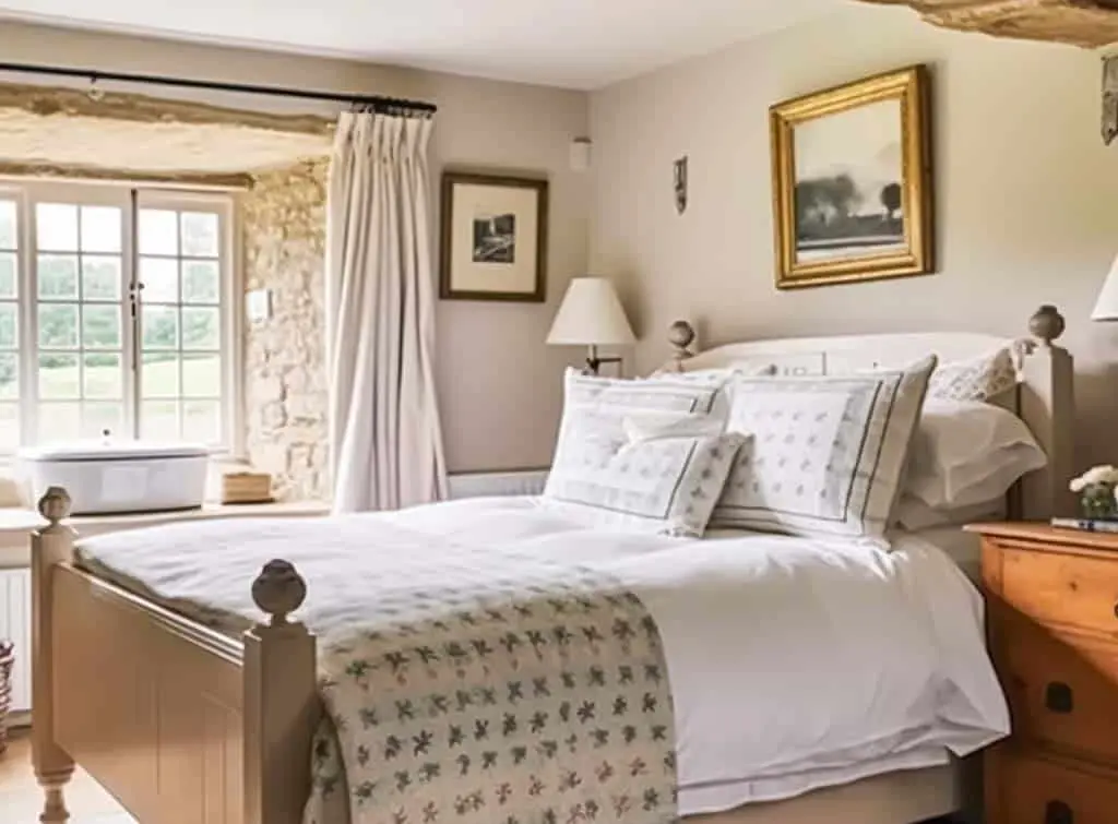 Classic paintings in a bedroom