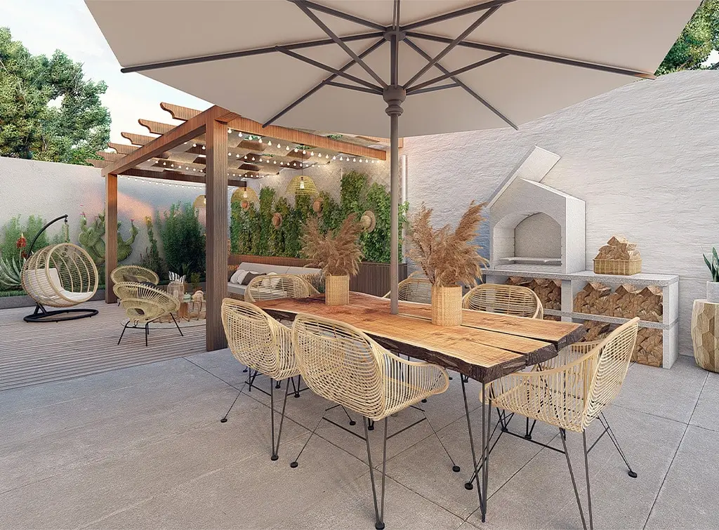 Rustic paving area