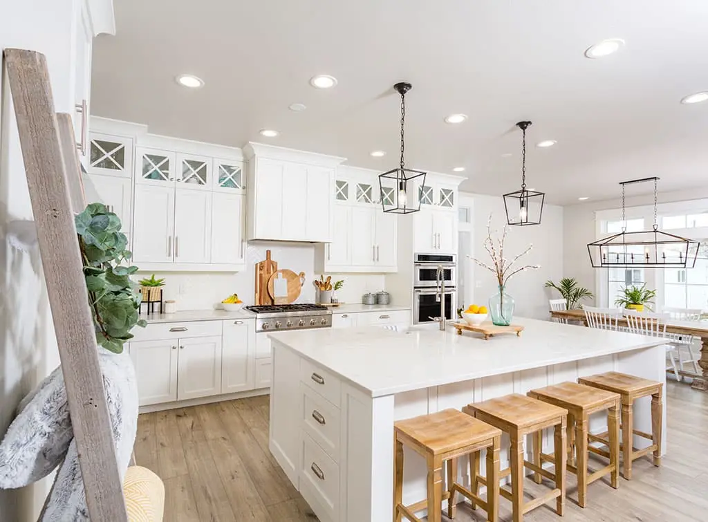 white kitchen with island