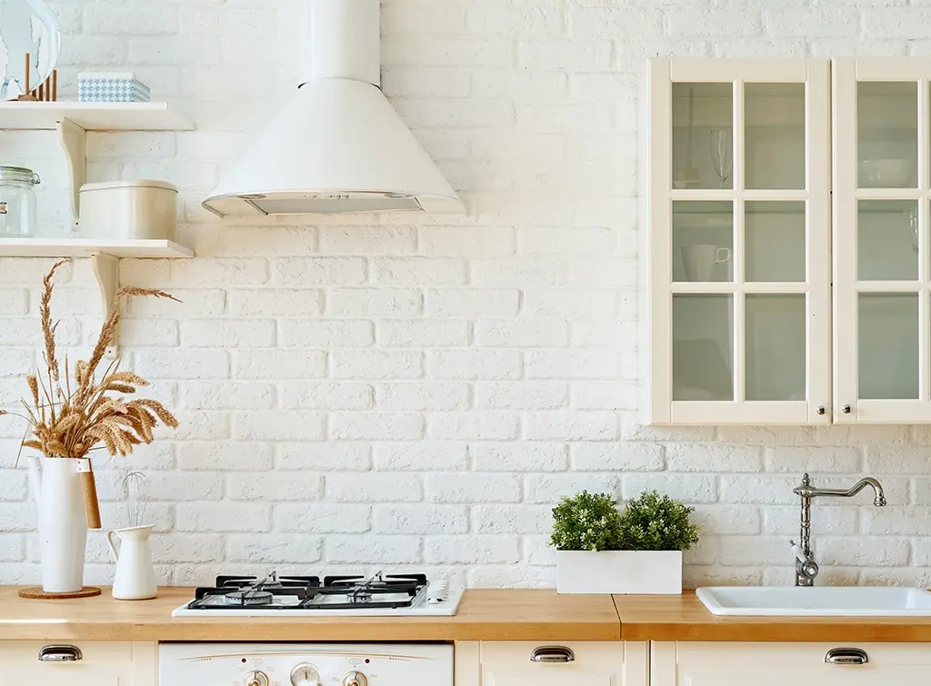 brick slip wall in kitchen