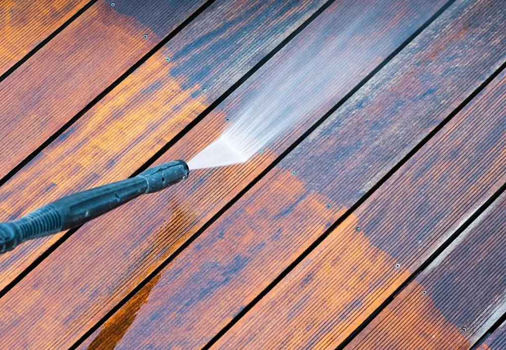 Pressure washing for decking