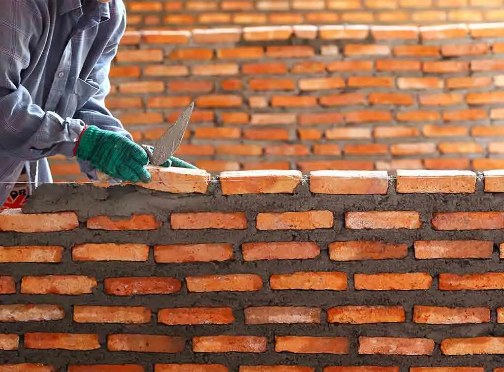 Reclaimed bricks being laid