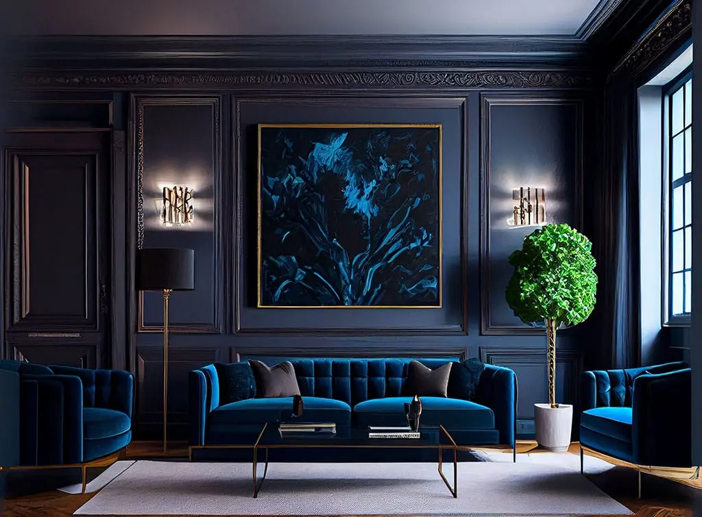 Concept image of a navy living room