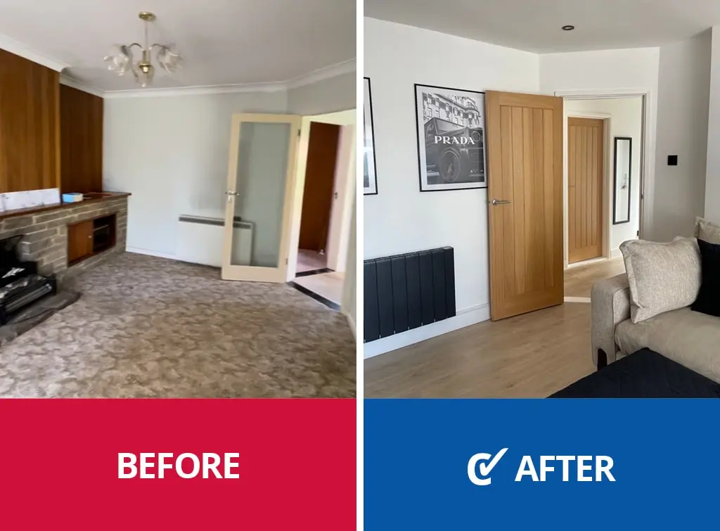 Before and after lounge doors transformation