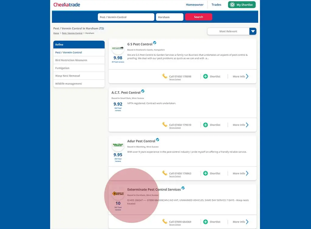 pest control search
