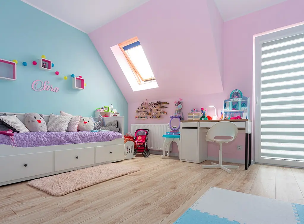 pink and blue bedroom design