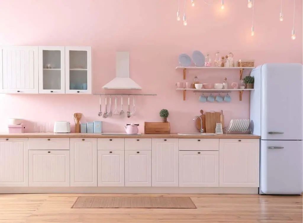 Pale pink kitchen wall idea
