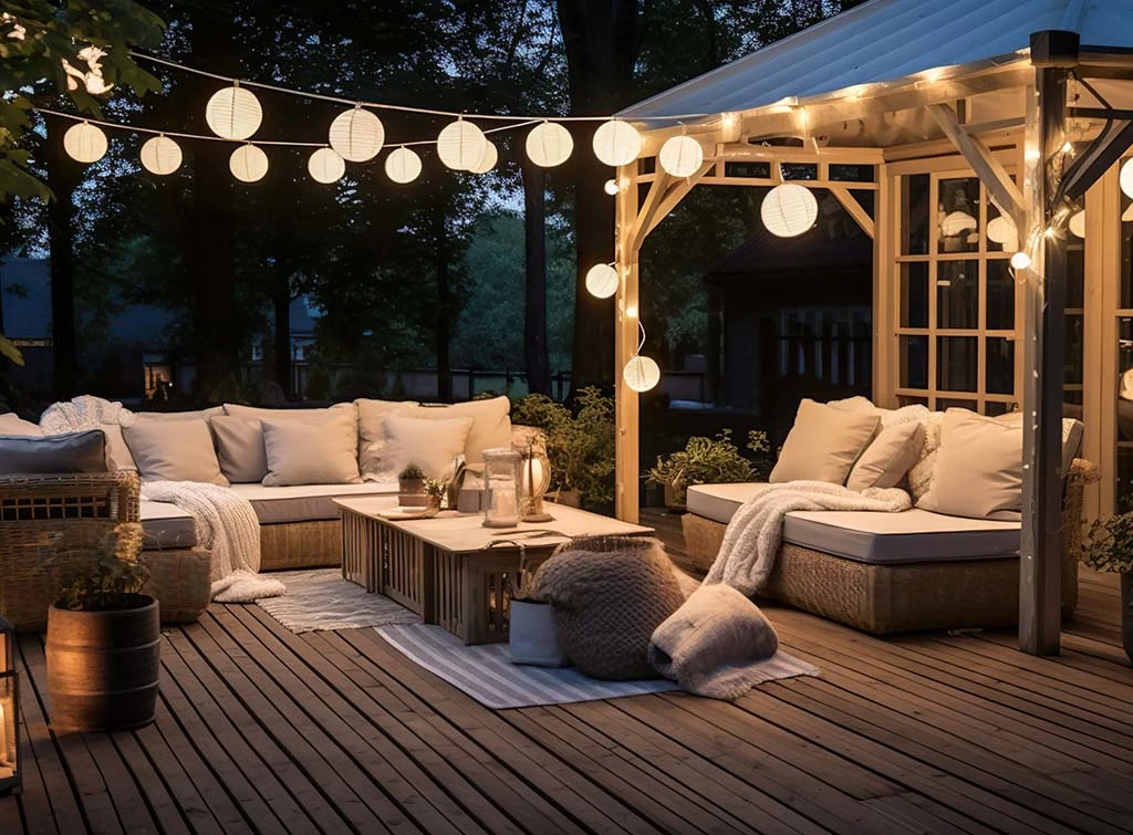 gazebo lighting for night time dining