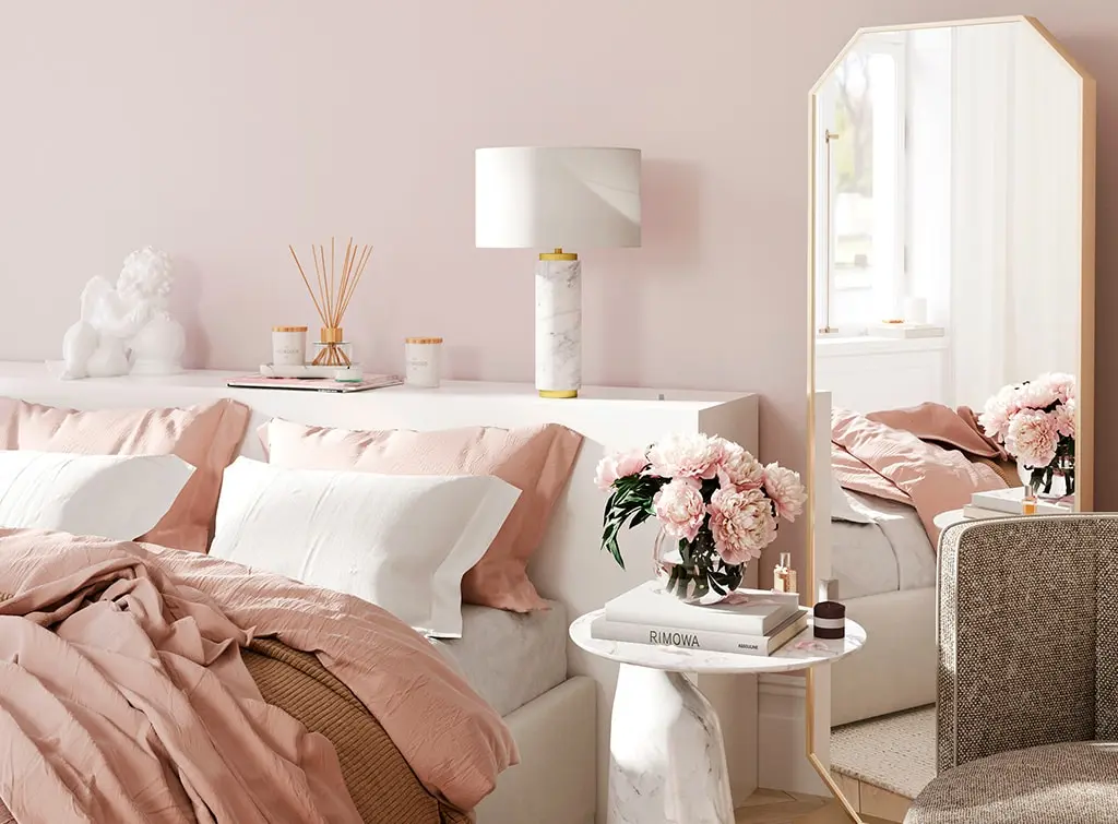 Pink and brown bedroom concept