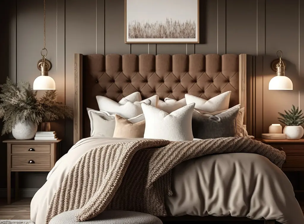 taupe and brown bedroom design