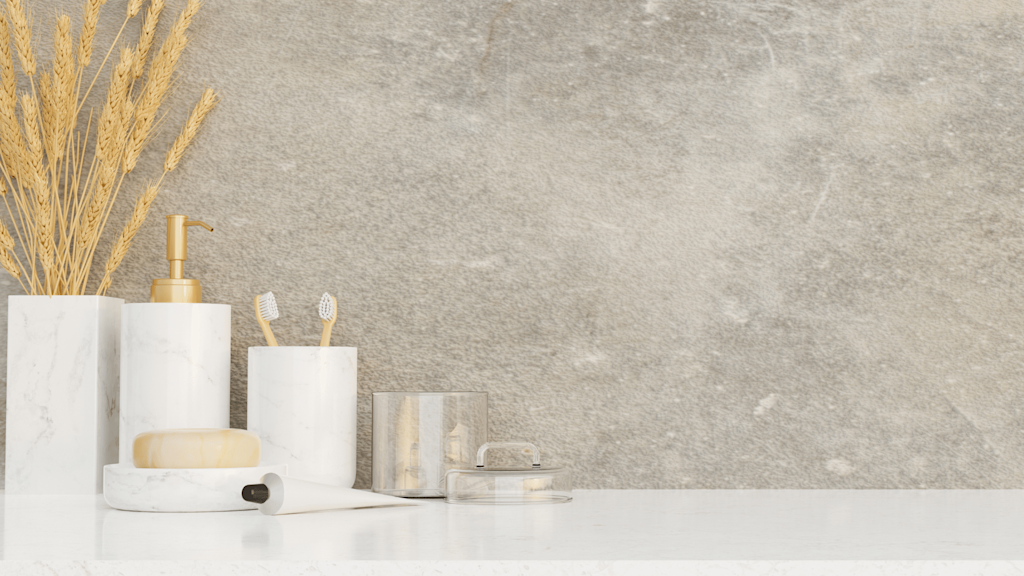Concrete wall behind bathroom accessories for a cloakroom splashback ideas blog