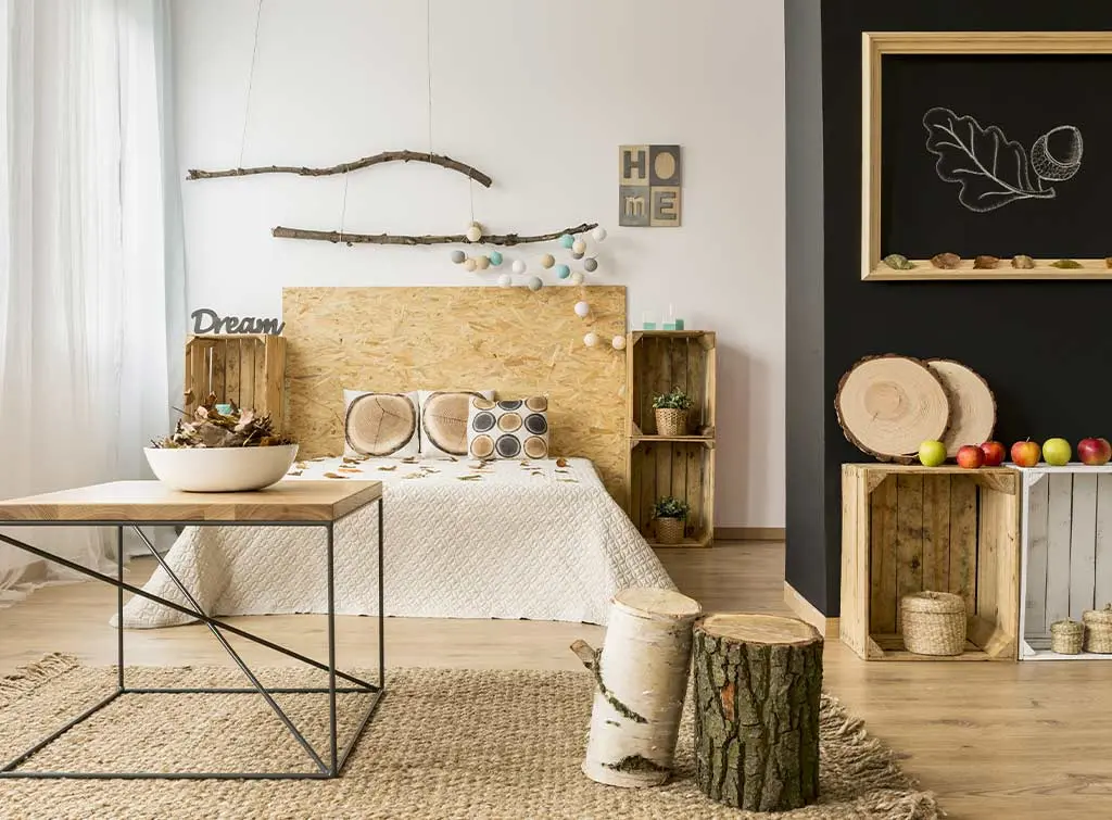 Cabin in the woods bedroom wall decor
